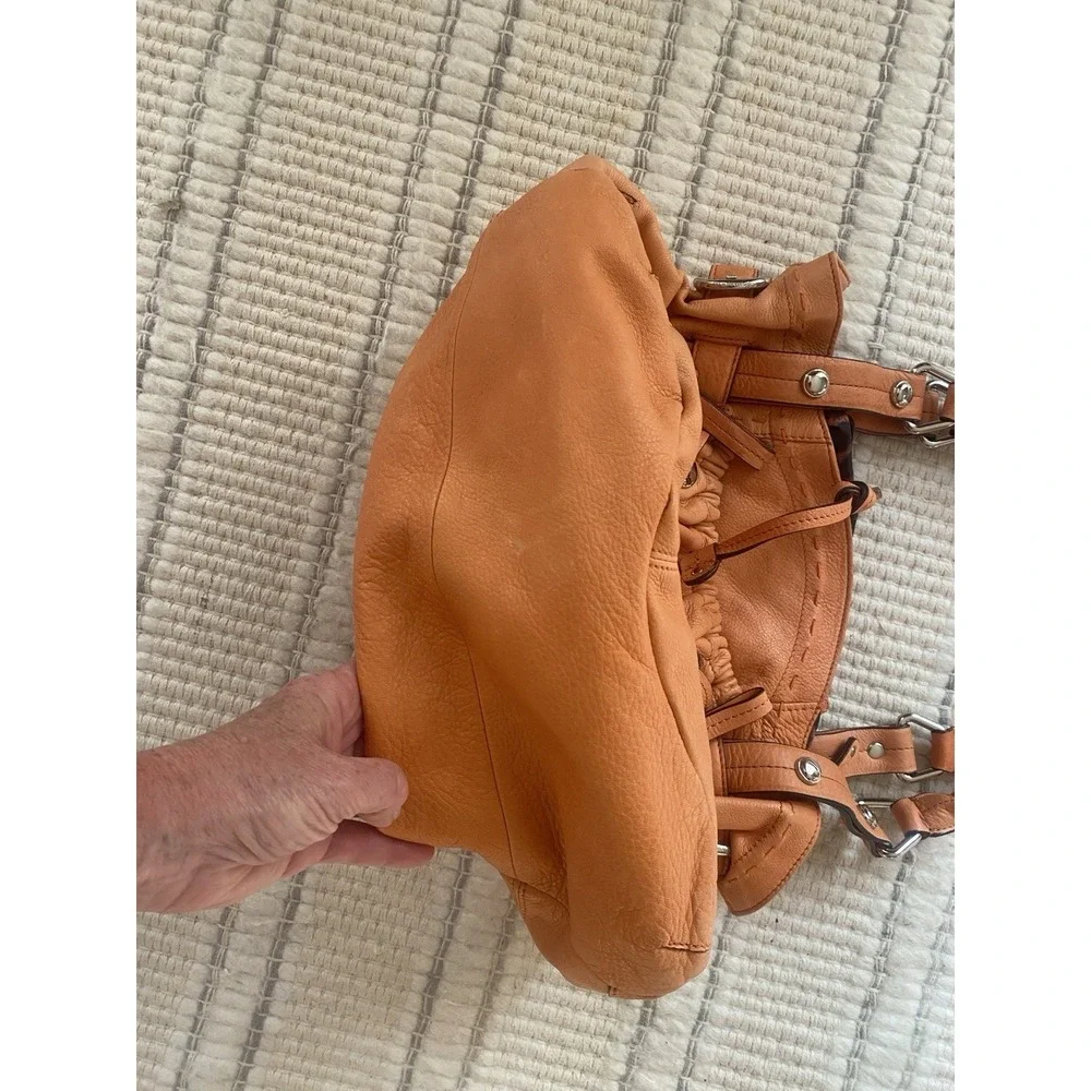 B Makowsky Leather Shoulder Hobo Bag Burnt Orange